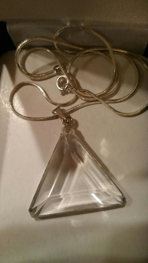 Blessed Waterfall Quartz Casa Triangle Pendant On Chain